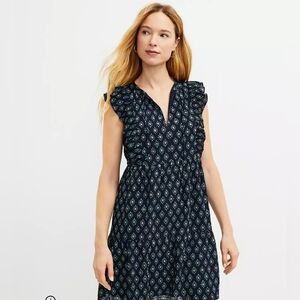 Loft Floral Ruffle‎ Tie Neck Tunic mini Women's Dress Size XXL